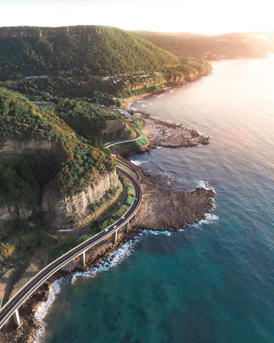 coastal road landscape sea drone photo